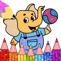 Glitter Cute Elephant Coloring